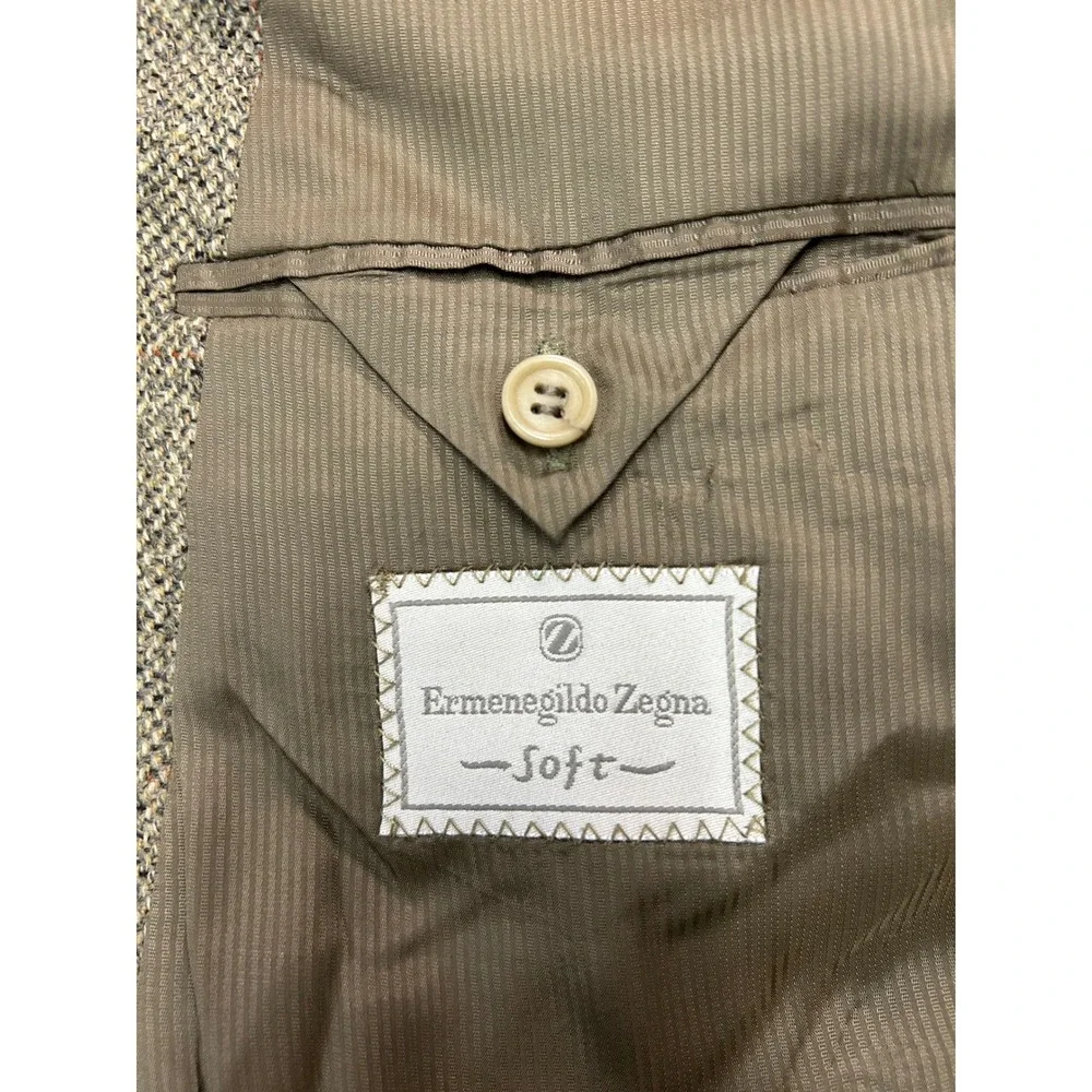 Ermenegildo Zegna Soft Tan Wool Alpaca Tweed 3 Button Blazer Sport Coat‎ Mens